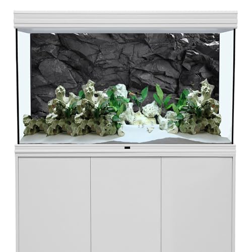 48x20 inches Stone Aquarium Background Black Rock Fish Tank Background Rocky Terrarium Backdrop Polyester