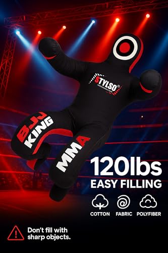 Un-Filled Grappling Dummy Wrestling Dummy Jiu Jitsu Dummy for BJJ MMA Judo Karate Practice Adult Kids - color: Black, size: 6ft / 72"