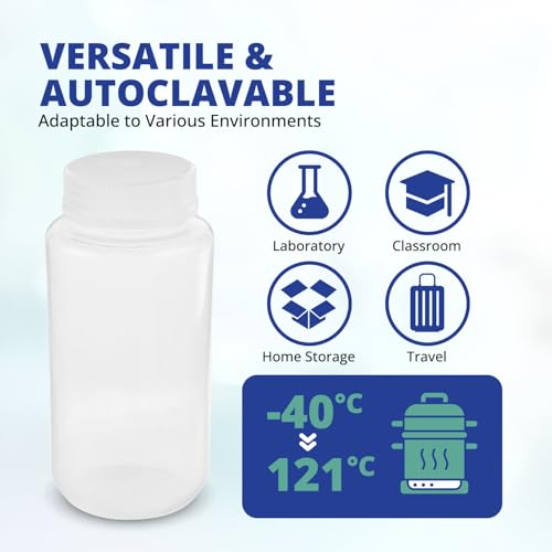 United Scientific® Unistore™ - Sample Containers with Lids - Laboratory Grade Polypropylene Wide Mouth Reagent Bottle - 32 Oz Bottles with Caps (1000ml), Plastic Bottles with Lids, Pack of 1 - size: 32 oz (Pack of 1)