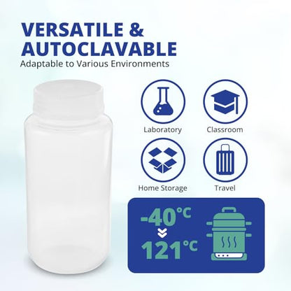 United Scientific® Unistore™ - Sample Containers with Lids - Laboratory Grade Polypropylene Wide Mouth Reagent Bottle - 32 Oz Bottles with Caps (1000ml), Plastic Bottles with Lids, Pack of 1 - size: 32 oz (Pack of 1)