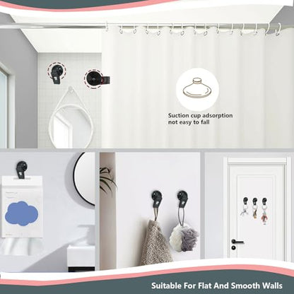 8Pcs Suction Cup Clips, Shower Curtain Clips Windproof Splash Guard, Strong Suction Cups Hooks for Glass Window Fish Tank Aquarium Plant Holder Advertising Home Office (Black)