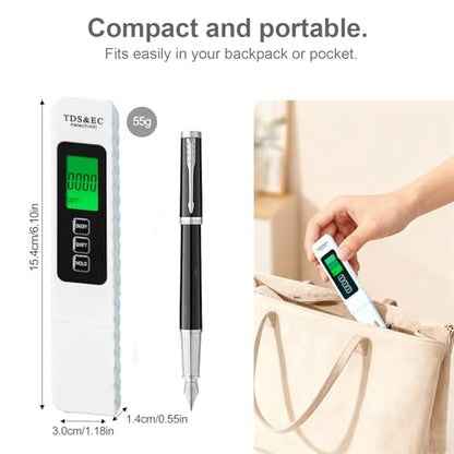 TDS Meter Digital Water Tester 4 in 1 TDS EC & Temperature(°C,°F) Meter, 0-9999 ppm Meter, Portable Large Display Water Testing Kits for Drinking Water Hydroponics Aquarium, RO/DI System - color: White Black