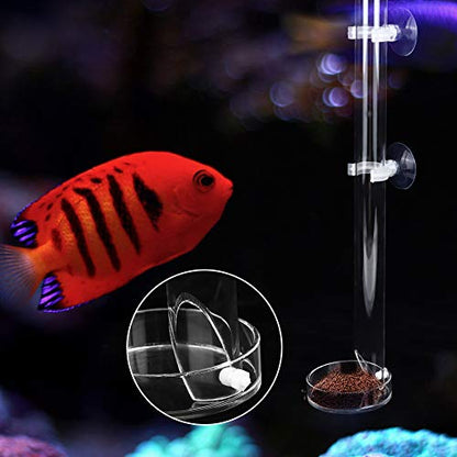 Pissente Aquarium Feeding Tube Kit, Acrylic Transparent Aquarium Fish Shrimp Feeder Fish Feeding Tube with Tray Set for Fish Aquarium Shrimp Tropical Fish Feeding (Tube - size: Tube length 40cm