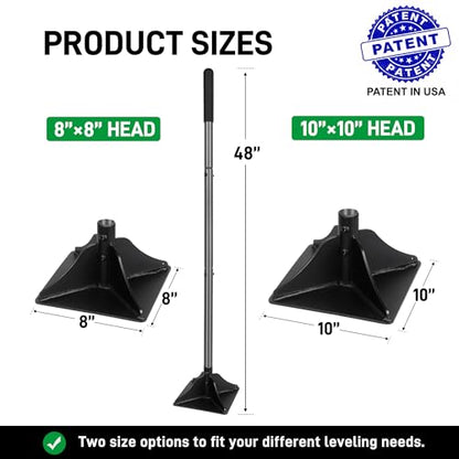 Walensee 10" x 10" Steel Tamper Tool with 48" Handle, Heavy Duty Ground Tamper with Rubber Grip for Leveling Paver Base, Soil, Gravel, Sand, Asphalt, Driveways, Yards and Blacktop Repair