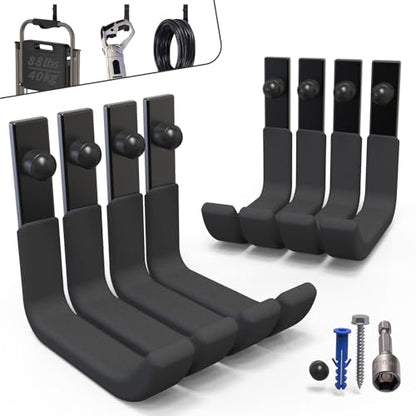 4 Inch Garage Hooks Heavy Duty, Utility Wall Mount Ladder Hooks | Ladder Hangers 8 Pack, Steel Wall Hooks for Hanging Shed Tools, Ropes, Garden Hoses, Shovels | 88 Lbs Storage Organization - size: 8 Pack (4 inch)