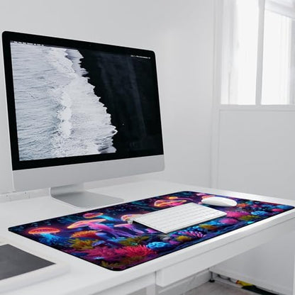 KeKee Glowing Colorful Sea Aquarium Neon Large Mouse Pad Gaming Mousepad Desk Pad for Keyboard and Mouse Mat Non-Slip Base 40x90cm, Style