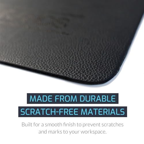 Leather Desk Mat for Keyboard and Mouse 24" x 17", Midnight Black Desk Pad, Extended Non-Slip Rectangular Keyboard Pad, Laptop and Desktop Computer Keyboard and Mouse Pad, Desk Blotter Mat