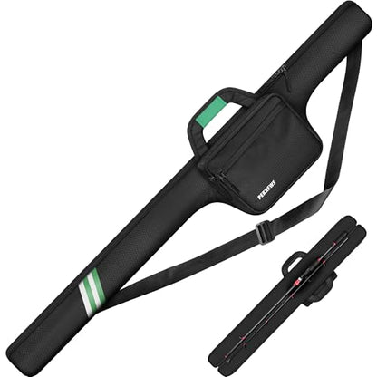 Fishing Rod Case, 52inch Fishing Pole Bag (3.9ft-4.4ft) with Tackle Pockets, Fits Break-Down Spinning, Casting Rod Reel Combo, Padded Soft Rod Bag with Strap Handle, Pole Travel Case, Green