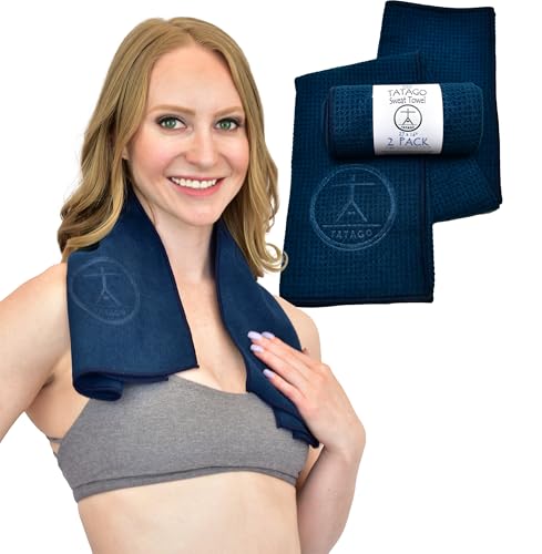 Hot Yoga Sweat Towel & Hand Towel - Soft & Absorbent, Quick Drying Microfiber, Non Slip for XL Yoga Mat or Gym, Travel Towel 2-Pack - color: Oceanic