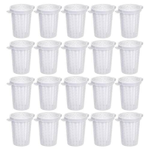 MiOYOOW Fishing Bait Cage Trap, 10/ 20Pcs Fishing Feeder Holder Lightweight Fish Lure Basket with Uniform Holes for Fish Shrimp Catfish Cast Net - color: White, size: 20Pcs