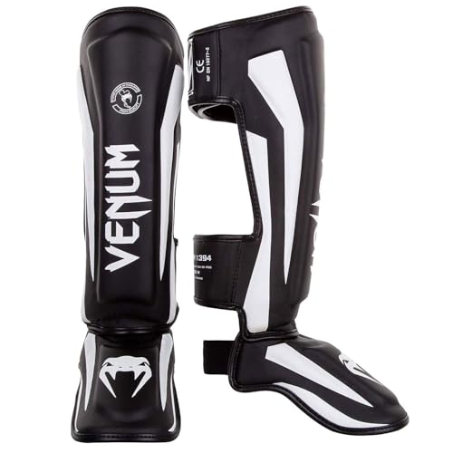 Venum Elite Standup Shin Guards - color: White/Navy Blue, size: Large