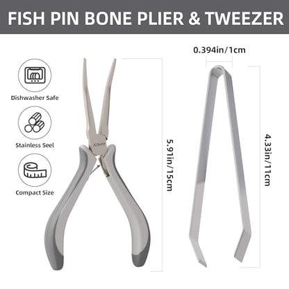 Fish Bone Pliers Tweezers Kit for All Kind of Fish Stainless Steel Deboning Tools 2pcs