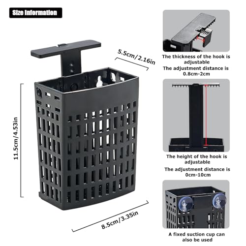 4pcs Upgraded Adjustable Aquarium Plant Holder，Fish Tank Plants Holder,Fish Tank Aquaponics Plant Cultivation and Aquarium Landscape Decoration with Hooks and Suction Cup (Black)