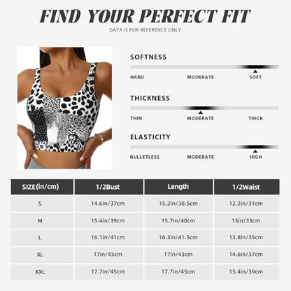 Leopard Print Display Printed Women's Sports Tank top with Removable Chest Pads for Fitness