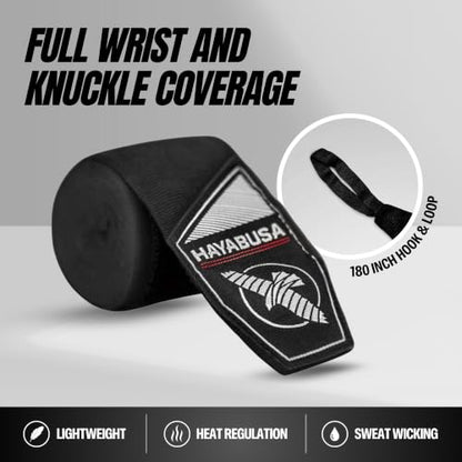 Hayabusa 4.0 Perfect Stretch Boxing Hand Wraps - color: Black, size: 180"