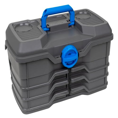Flambeau Outdoors 660NGAK Next Gen 6/0 Large Fishing Tackle Box - 6 Pivot Trays, 32 Compartments, Includes 25-piece Tackle Kit, Fishing Tackle and Gear Storage, Fishing Lure Organizer, Dark Gray