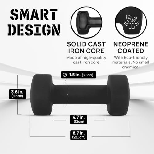 Yes4All Neoprene Dumbbells, Pairs and Sets with Rack for Home Workouts - color: I. Black - 10lbs - Pair, style: Pair