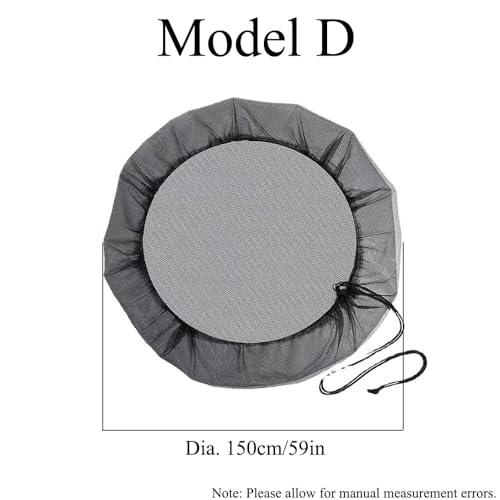 150cm/59in Mesh Cover for Rain Barrels, Rain Barrel Net Cover with Drawstring, for Round Rain Barrels, Outdoor Garden Water Collection Buckets Tank Protector, Black