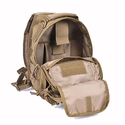 REEBOW GEAR Tactical Sling Bag Single Shoulder Every Day Carry Backpack - color: Style 01 Tan