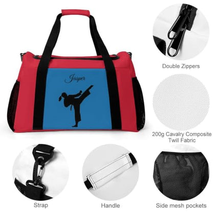 Custom Name Taekwondo Karate Duffle Bag,Personalized Martial Arts Gear Bag for kids Boy Girls,Water-Resistant Sparring Equipment Red - color: Taekwondo Karate-12