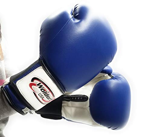 Boxing Gloves Kickboxing Blue in Vinyl, Kickboxing, Grappling, Sparring Gloves, Fighting Gloves, Muay Thai Training Gloves, Punching Gloves 6oz