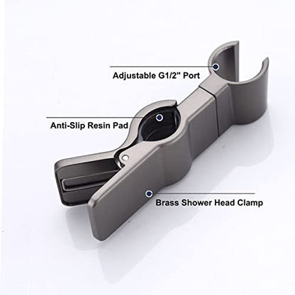 Adjustable Shower Head Holder for Slide Bar, Biveah Universal 20-25MM O.D Grab Bar Handshower Mount Slider Clamp Bathroom Replacement, Gun Black, KZS020GB - color: Gun Black