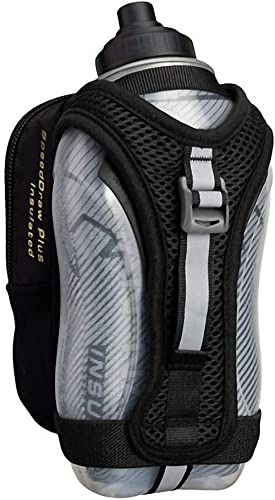 Nathan SpeedDraw Plus Insulated Handheld Water Bottle – Grip-Free Running Flask for Runners, Hiking, and Sports - color: Black / Metallic Gold