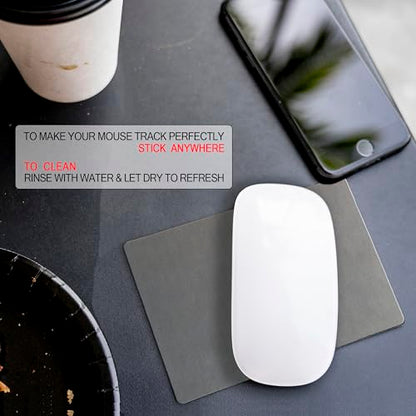 Mouse Pad Adhesive Bottom - Sticks to Any Surface - Portable - Webcam Covers and Screen Cleaner Included (2 Pack -Blank- Gray - color: 2 PACK - BLANK GRAY