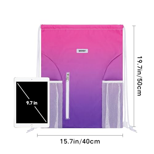 WANDF Drawstring Backpack, Gym Sackpack for Sports - color: Rose Red