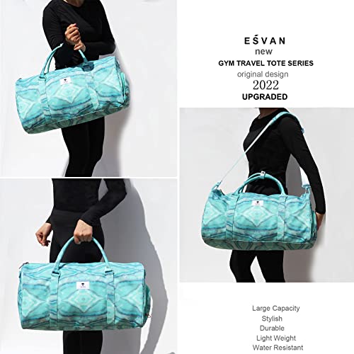 Original Floral Water Resistant Duffel Bag Gym bag Weekender Travel Bag for Gym Beach Travel Daily Bags - color: [Q]Teal Jade