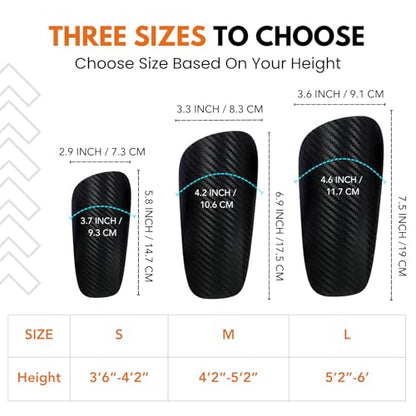 Soccer Shin Guards - Carbon Fiber Shin Pads with Portable Carrying Case for Men, Women, Youths, Kids, Size L M S - size: Medium