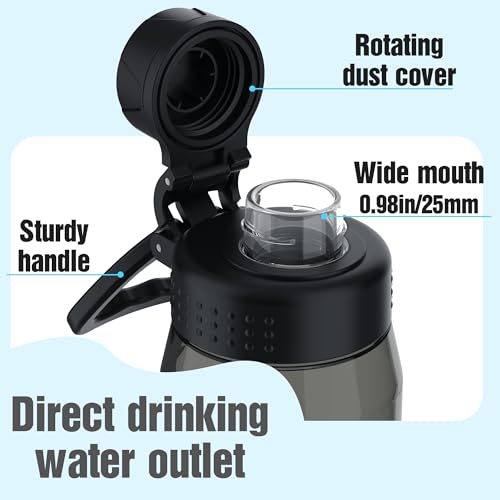 32oz Clear Water Bottle - BPA-Free Tritan Plastic, Fast Flow Spout Lid, Wide Mouth & Leakproof Design Hiking Water Bottle Suitable for Travel, Outdoors, Gym, Travel, Home, School(Black) - color: Black