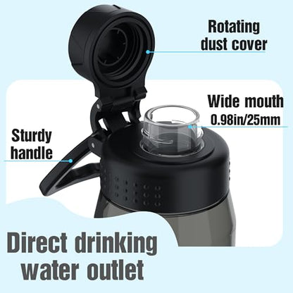 32oz Clear Water Bottle - BPA-Free Tritan Plastic, Fast Flow Spout Lid, Wide Mouth & Leakproof Design Hiking Water Bottle Suitable for Travel, Outdoors, Gym, Travel, Home, School(Black) - color: Black