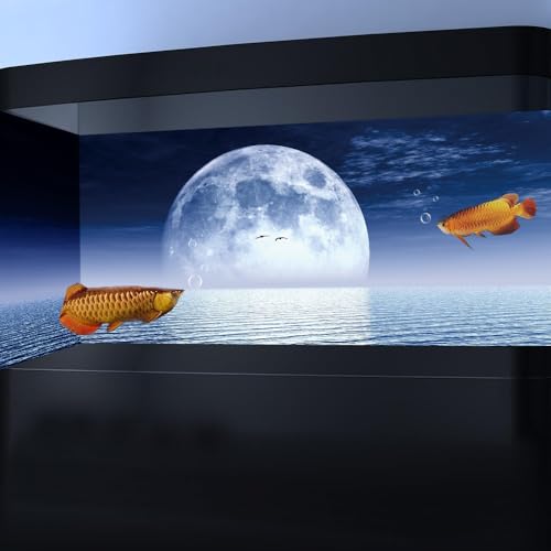 Moon Aquarium Background,Cool Sea Galaxy Parallel Space Themed Fish Tank Background, Cool Terrarium Background 36X18IN with 8 EVA Double-Sided Tape - color: Star05, size: 36X18in/90X45cm