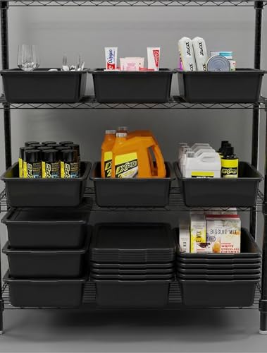 3-Pack 13 L Commercial Bus Tubs/Tote Box with Lids, Black Plastic Storage Wash Basin Tub - color: Black, size: 13L-Black with Lid