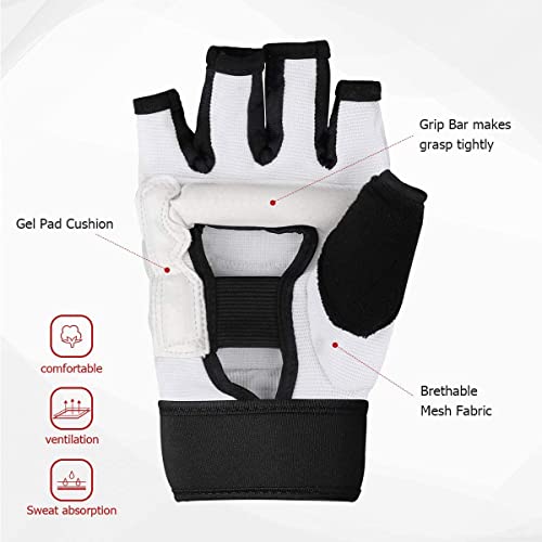 Punch Bag Training Gloves, LangRay MMA Grappling Gloves for Sparring Martial Arts Boxing Training for Adults and Kids - size: Medium, style: Taekwondo White