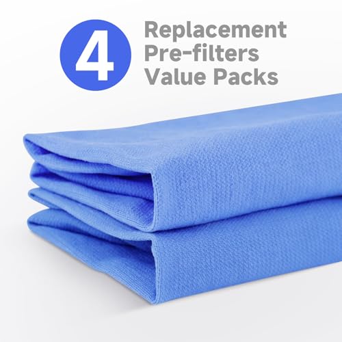 4 Packs 511 Replacement Washable Pre-Filters for Blueair Blue Pure 511 Air Cleaner Purifier, Traps Pet Dander,Fur, 4pcs Diva Blue Cotton Covers, Pre Filter