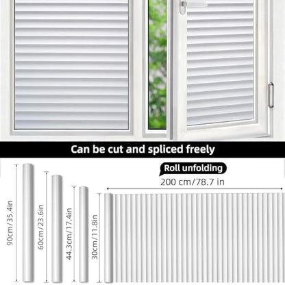 Window Film Window Privacy Film, Anti UV Removable Frosted Privacy Film, Static Cling Glass Film No Glue Window Sticker for Bathroom Bedroom Office (17.4 x 78.7 inch)，Blinds Pattern