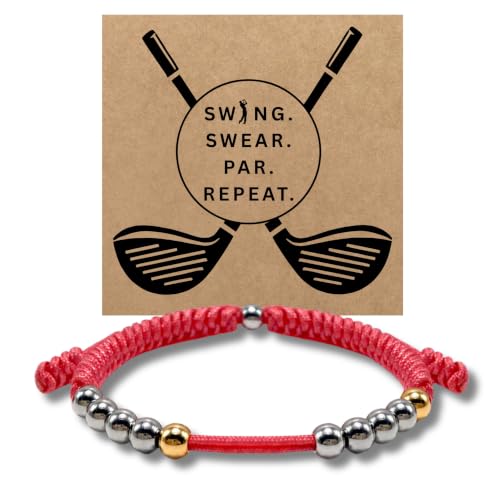 Golf Counter Bracelet, 10 Bead Handmade Score Counter, Adjustable Stainless Steel Beads, Easy Stroke Counting Accessory for Men and Women - color: Coral Pink