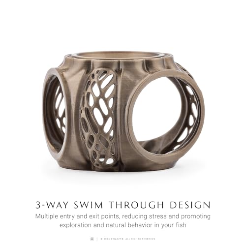 Betta Lair | Swim Through Aquarium Cave & Hideaway – Fish Tank Decoration with Shrimp Feeding Dish for Betta, Shrimp & Small Fish (Clear White, Small)