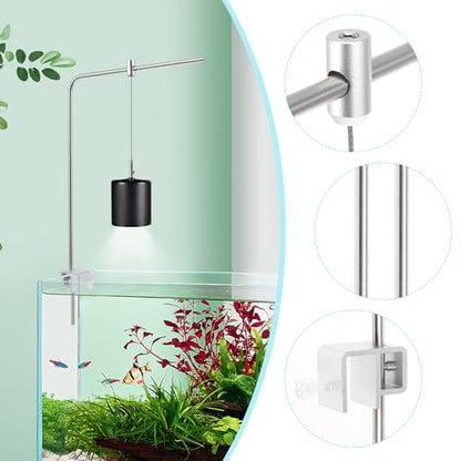 Adjustable Aquarium Light Bracket Mount - Fish Tank Light Holder Aluminum Alloy Aquatic Plant Lighting Holder for Freshwater & Saltwater Aquariums, Silver, 15.74 X 9.84 Inches