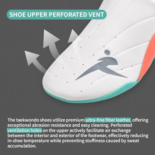 Taekwondo Karate Martial Arts Shoes, Lightweight and Breathable Boxing Shoes for Kids Youth Adult, Unisex - color: White & Green, size: 3.5