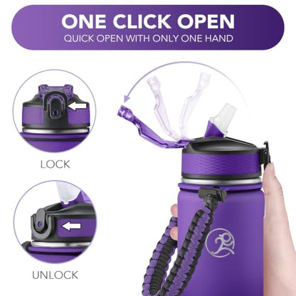 GOSWAG 24oz Insulated Stainless Steel Travel Water Bottle, 2 Lids - color: Purple Night Ombré