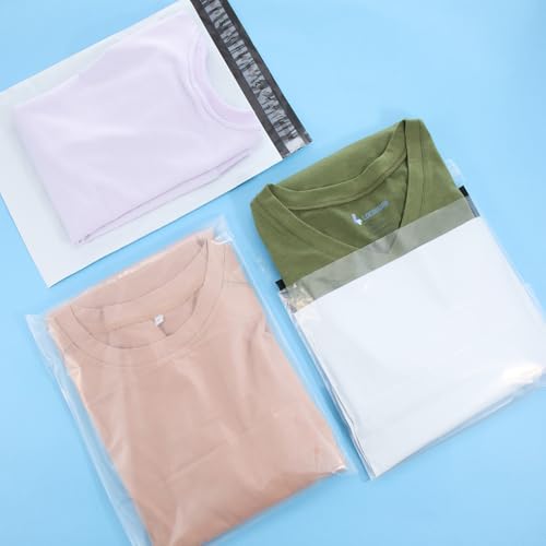 Outus 50 Pcs Mailers with 50 Pcs Poly Clothes Packaging Bags 4 Sizes Self Adhesive Shipping Mailers Frosted Plastic Bags for Clothing Small Business Flexible Mailing(Self Adhesive,Multiple Size) - size: Multiple Size, style: Self Adhesive