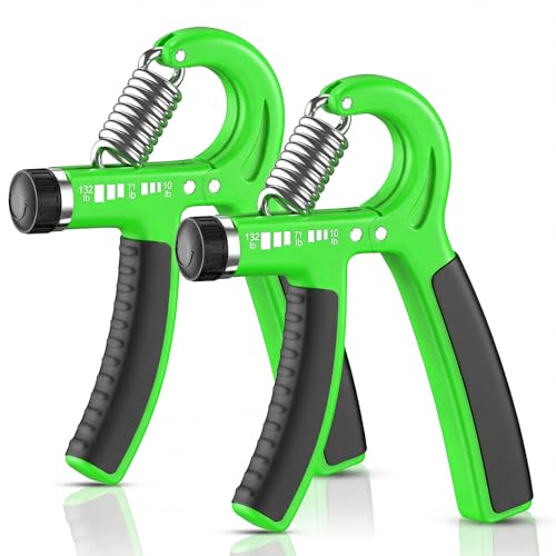 FitBeast Grip Strength Trainer 2 Pack – Adjustable Hand Grip Strengthener for Strength Training & Rehabilitation, 10-132 lbs Resistance Forearm Strengthener, Ideal for Athletes, Rehab, Office - color: Green