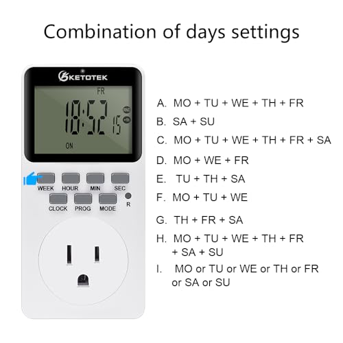 Digital Plug-in Timer Outlet Socket 20 on/Off Programmable Timer Switch