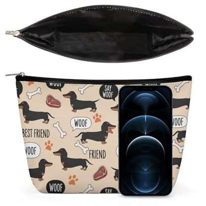 Supdreamc Fashion Makeup Cosmetic Case Travel Bag, Wiener Dog Dachshund Pet Dogs Cosmetic Train Case Organizer Large Capacity Carry On Bag, Luggage Pouch, Makeup Pouch for Women Ladies - color: Pattern 434