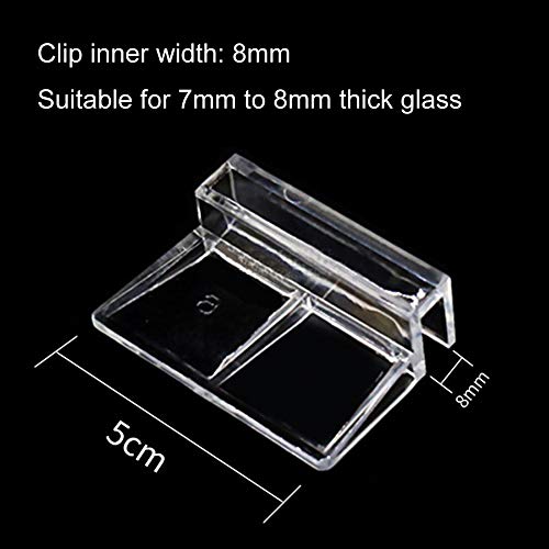 lasenersm 6 Pieces 8mm Acrylic Aquarium Cover Clip Aquarium Fish Tank Glass Cover Clip Support Holder Clear Universal Lid Clips for Rimless Aquariums