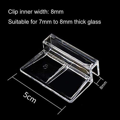 lasenersm 6 Pieces 8mm Acrylic Aquarium Cover Clip Aquarium Fish Tank Glass Cover Clip Support Holder Clear Universal Lid Clips for Rimless Aquariums