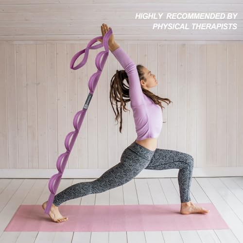 A AZURELIFE Premium Durable Stretch Straps with Loops, Stretching Strap for Physical Therapy, Multi-Loop Yoga Strap Fitness Exercise Strap for Yoga, Pilates, Dance, Flexibility&Exercise - color: #2-Purple